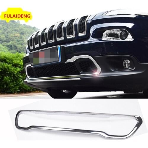 1pcs For Jeep Cherokee 2014-2018 ABS Chrome Front Center Racing Grille Bumper Cover Trim Car Styling Accessories