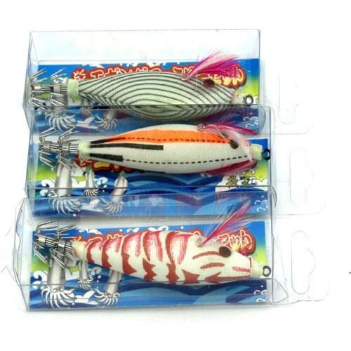10pcs/lot Fishing Lures round belly wood shrimp luminous lure 10cm explosion hook lure squid Shrimp squid bait box type