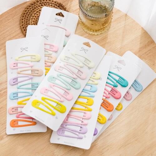 10Pcs/Set Korean Candy Color Hairpin Small Fresh Water Drop BB Clip Cute Girl Metal Hair Clip Hair Accessories Fashion Headdress