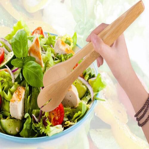 100pcs Large Bamboo Food Toaster Tongs Bamboo Salad Cake Snack Clip Grip Bread BBQ Tongs Kitchen Tools Clamp Cooking Utensils