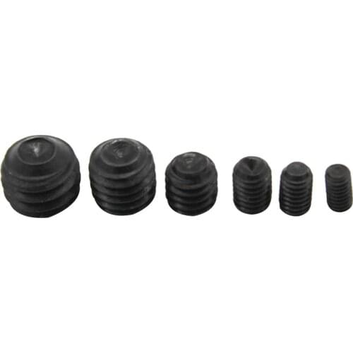 100PCS M2 M2.5 M3 M4 M5 M6 4mm 5mm Black Grade 12.9 Hex Hexagon Socket Allen Cup Point Grub Screw Set Bolt Concave End DIY Tools