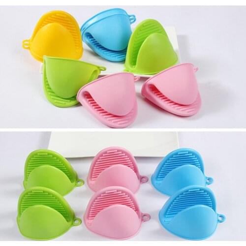 2pcs Kitchen Silicone Heat Resistant Gloves Clips Insulation Non Stick Anti-slip Pot Bowel Holder Clip Cooking Baking Oven Mitts
