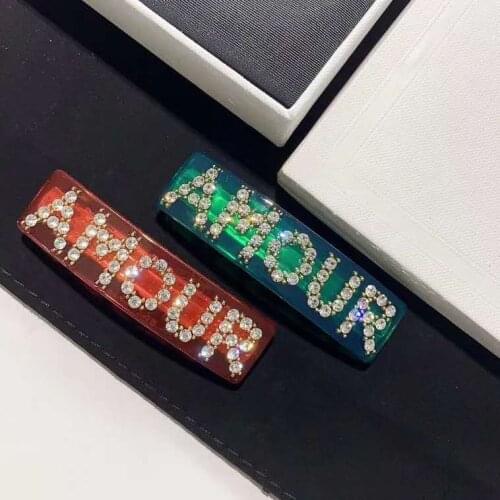 2019 Fashion Jewelry For Women Girls Letter Hairwear AMOUR Barrettes Beautiful Girls Hairwear Jewelry 5A CZ Stone Hair Jewelry