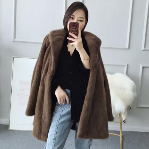2019 womens outerwear coats winter new Imported mink fur long female