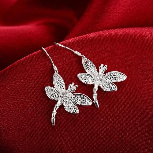 2021 Hot sale Jewelry 925 Sterling Silver Earring Fashion Woman crystal dragonfly earrings Gifts for girlfriends