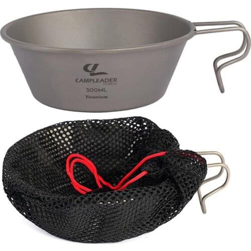 300ml Outdoor Conical Titanium Bowl Tableware Sherard Rice Bowl Anti-scalding Anti-dropping Pure Bowl With Hook Camping Tools
