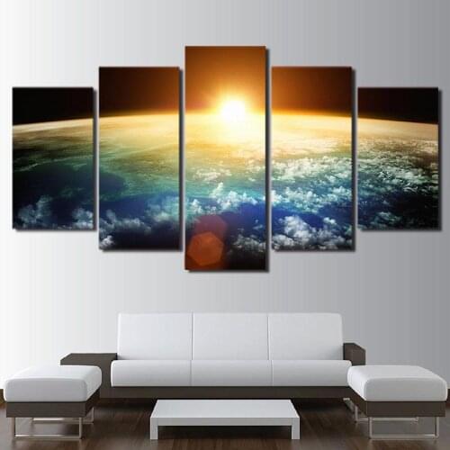 5Pcs Decorative Painting Earth Solar System Universe Picture Canvas Painting Wall Art Home Decoration Living Room Mural Wall Art
