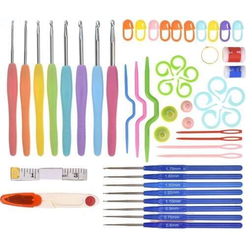 53Pcs Crochet Hooks Set 16 Sizes of Big Size Soft Handle Crochet Needles Yarn Weave Knitting Tool Diy Full Set Sewing Tools 2021