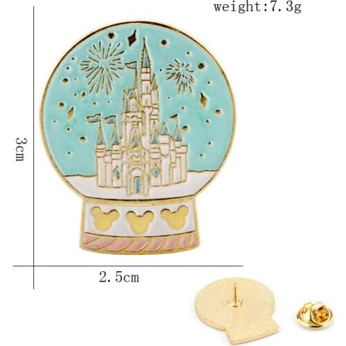 Castle Crystal ball Brooch pin Women Men Enamel pins Metal Brooches Romantic Jewelry Lover Gift