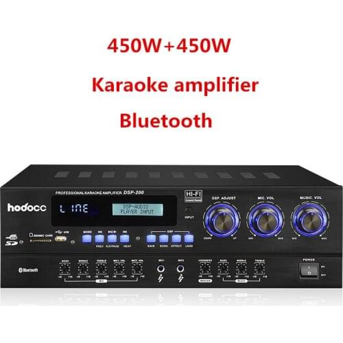 450W+450W DSP200 home ktv audio living room karaoke digital dsp Bluetooth power amplifier high power audio amplifier