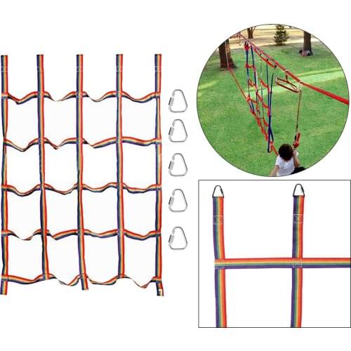 Kids Climbing Cargo Net Rope Ladder Ribbon Net Jungle Gyms Training Indoor/Outdoorwarrior obstacle course slackline climber kid