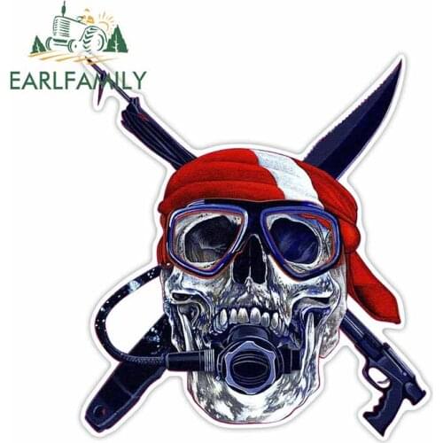 EARLFAMILY 13cm x 11.6cm For Scuba Skull Car Stickers Interesting Decal Sunscreen Waterproof Scratch-Proof Car Styling