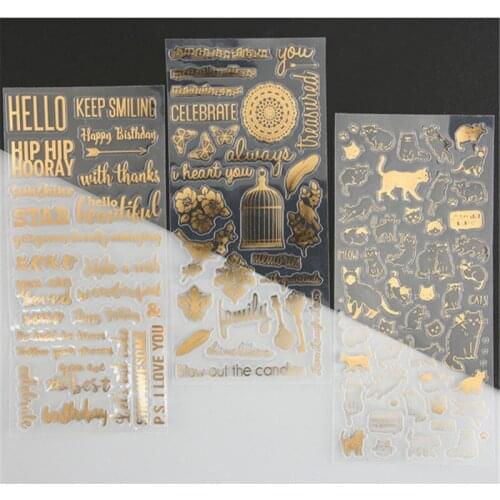 1PCS Gold Stamping Twinkle Washi Stickers Transparent Decor Sticker PVC Material Scrapbooking Stick Label Diary Album Mr.paper
