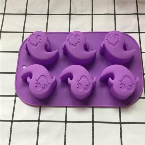 6-hole Ghost Mold Halloween Cake Chocolate Mold Ice Tray Soap Mold Candle Mold Plaster Painting Mold Cake Decorating Tools