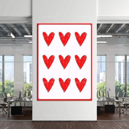Red heart print, love heart printable wall art, heart poster, love wall print bedroom print nursery wall decoration house decora
