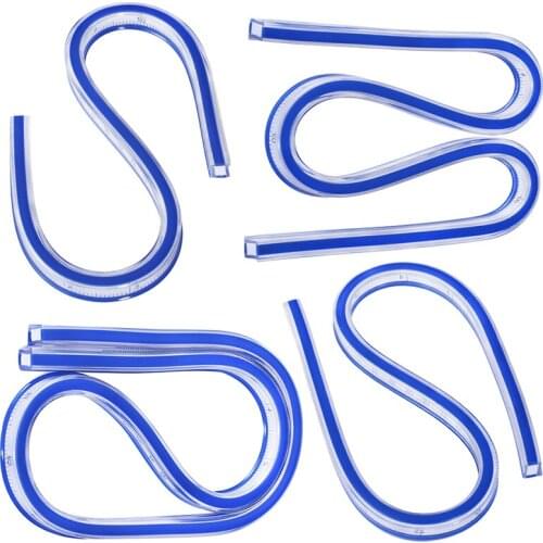 LMDZ Serpentine Curve Ruler Plastic Soft Plastic Flexible Curve Ruler 30cm 40cm 50cm 60cm Blue White Drawing Design Soft Ruler