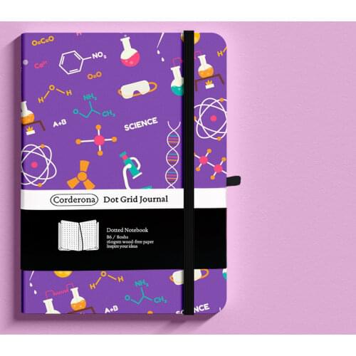 Chemistry Doodle B6 Dotted Notebook Dot Grid Journal Hard Cover Elastic Band Thick Paper Planner Travel Diary