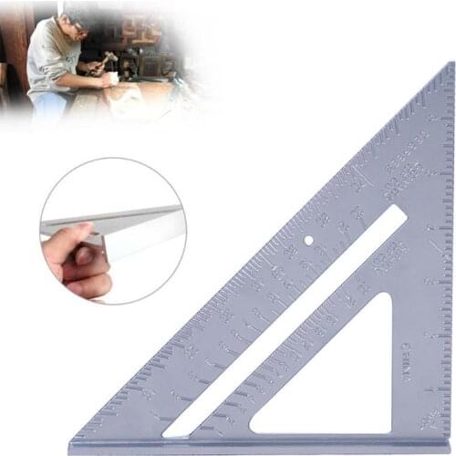 7 Inch Aluminum Alloy Measuring Ruler Speed Square Roofing Triangle Angle Protractor Trammel Measuring Tools