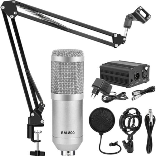 Microfono bm 800 Studio Microphone Kits bm800 Condenser Microphone Bundle Stand bm-800 Karaoke Mic Pop Filter Phantom Power