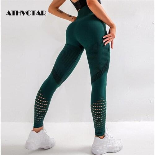ATHVOTAR Leggings Women Fitness Push Up High Waist Seamless Sports Leggins Women Hollow Out Breathable Workout Leggins Mujer