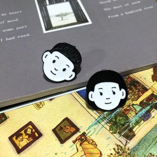1pcs Cartoon Retro boy girl avatar student metal Badges Brooch lapel Pin For Women Clothes On The Backpack Accessories jewelry