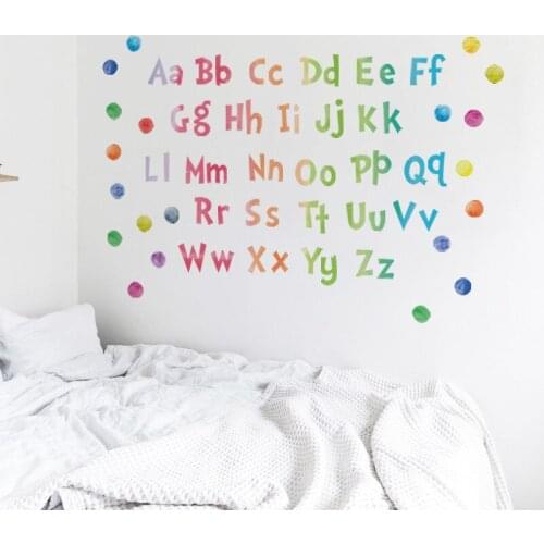 Multicolor Alphabet Wall Sticker DIY Words Dot for Kids Rooms Kindergarten Cartoon Early Education Wall Decals for Home Decor