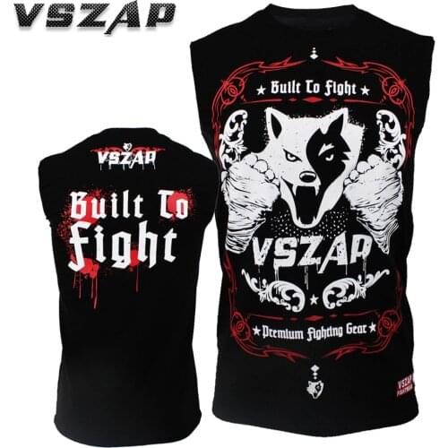 Man VSZAP T-Shirt MMA Vest Boxing TOPS Gym Tee Fighting Martial Arts Fitness Training Muay Thai Men