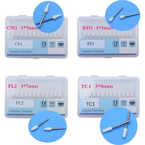 12Pcs/Box Dental White Stone Polishing Kits FG Burs Aluminum Oxide Fine 4 Sizes for Dental Clinic