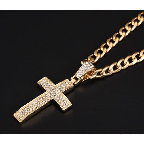 2021 New Men Women Hip Hop Cross Pendant Necklace with 4mm Zircon Tennis Chain Iced out Bling Necklace HipHop Jewelry Fashion