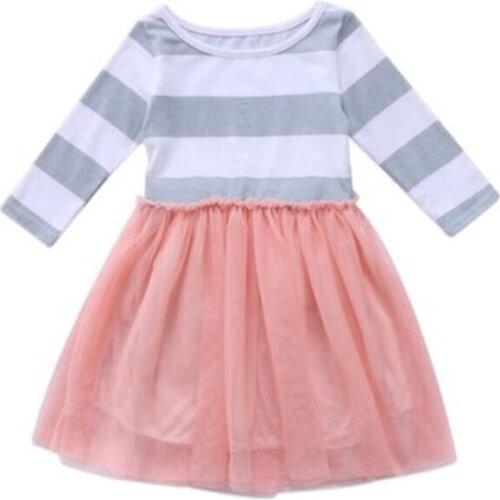 Toddler Newborn Kids Girl Clothes Princess Patchwork Lace Tutu Dress Baby Party Wedding Striped Formal Dresses Children Clothing