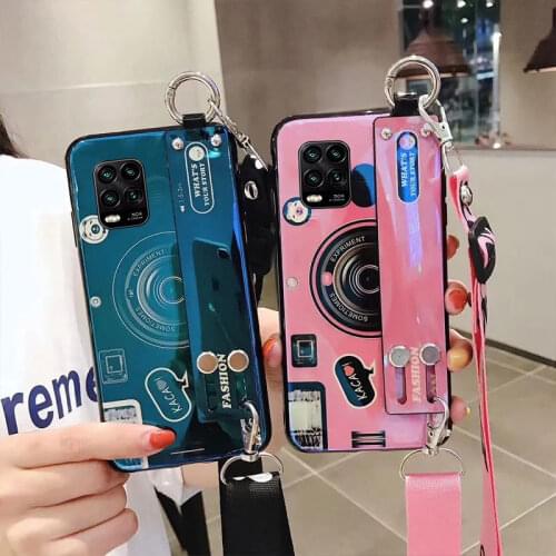 Wrist Strap Shockproof Holder Case For Xiaomi Mi 10 Lite Case Cover For Mi10 Lite Cases mi10 lite Pro Fundas Silicone Camera