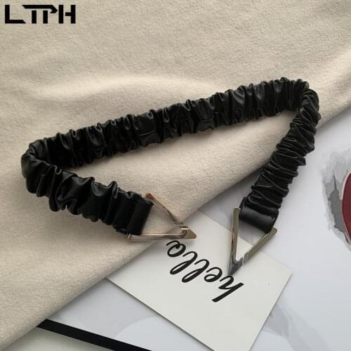 LTPH simple All-match Fashion stretch wide belt decorated dress coat Hasp belts for women PU Leather Belt 2020 Autumn Winter New