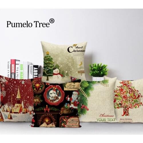Merry Christmas Letter Cushion Cover Printing Style Christmas Gifts Christmas Tree Throw Pillow Pillowcase Sofa Home Decorative
