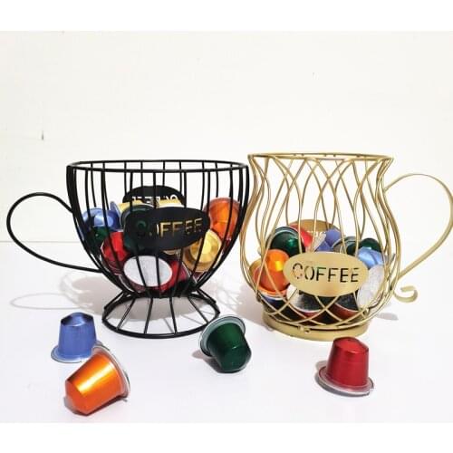 Nordic Iron Art Hollowed Coffee Pod For Dolce Gusto Nespresso Capsule Storage Basket Holder Home Cafe Hotel Organizer