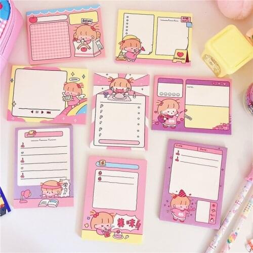 50 Sheet Pink Girl ins Style Memo Pad N Times Sticky Notes Memo Notepad cute planner stickers Bookmark Stationery
