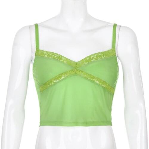 Patchwork Lace Edge Printed Y2K Tops Cute Crop Tops Women Sleeveless Sexy Party Clubwear V Neck Streetwear Tank Tops Harajuku