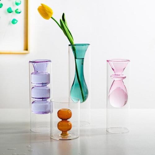 European Style Home Decoration Vase Room Decoration Flower Pot Glass Hydroponic Flower Arrangement Container Wedding Decoration