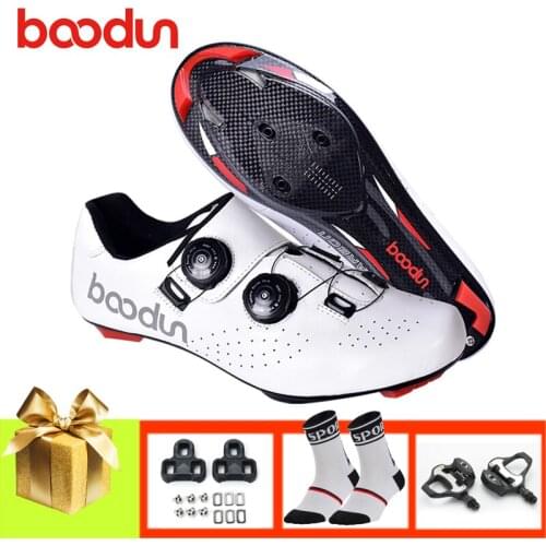 BOODUN Carbon fiber cycling sneakers road men women ultra-light breathable self-locking bicycle outdoor riding bicycle shoes