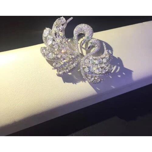 Fine jewelry 925 sterling silver double swans brooch pins unisex office career free shipping high quality