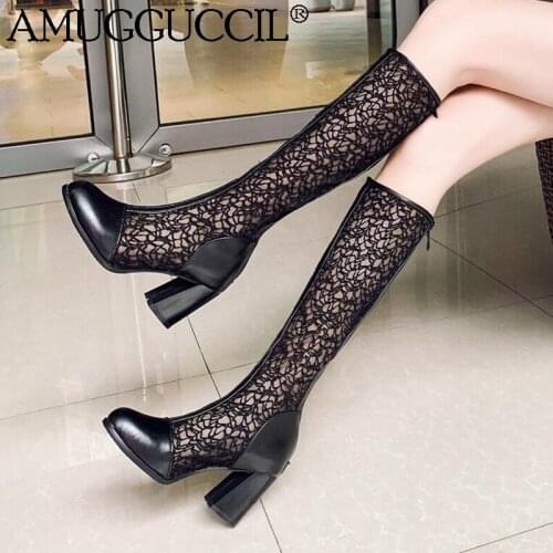 2020 New Plus Big Size 33-43 Black Zip Fashion Sexy High Heel Spring Autumn Females Lady Women Summer Boots X1970