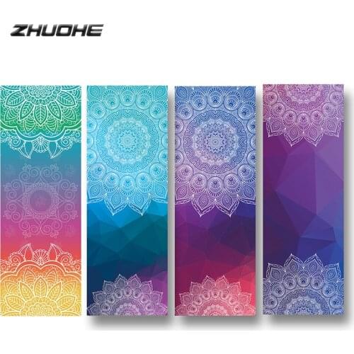 ZHUOHE Bikram Yoga Mat Towel Non-Slip Mandala Yoga Blanket Tapetes Tapis Yoga for Travel Yoga Pilates Fitness Exercise Sports