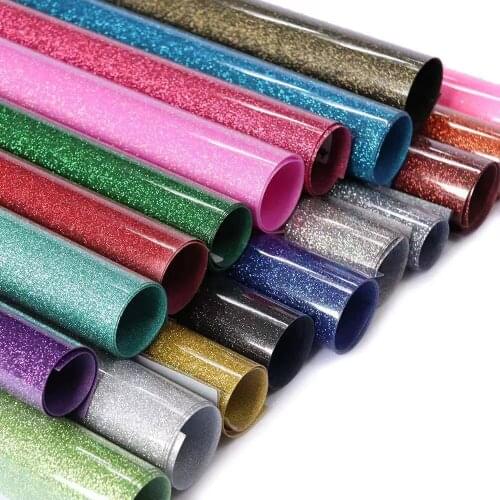 1 Roll 10"x20"/25x50cm Beautiful Color Glitter Heat Transfer Vinyl Film Heat Press Cutting Plotter Iron On HTV Film