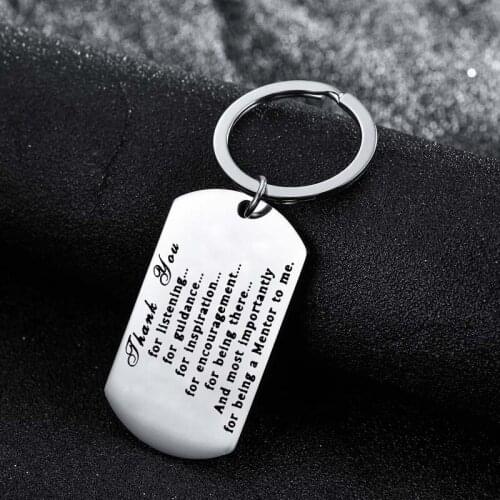12PCs Stainless Steel Dog Tag Pendant Key Ring Dad Keychains Gifts Thank You For Listening For Guidance For Inspiration Keyrings