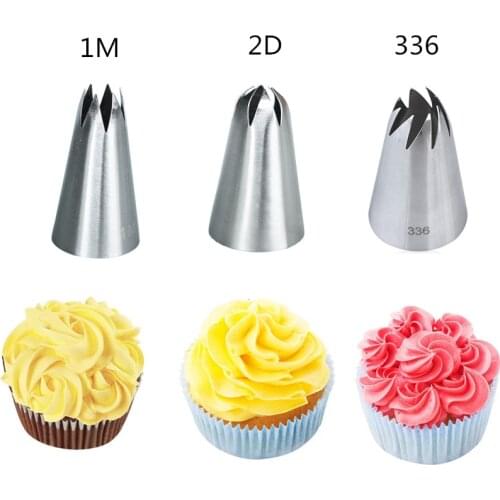 #1M#2D#336 Cream Piping Nozzles Large Size Stainless Steel Cupcake Pastry Nozzles For Decorating Cake Tools Kitchen Cake Tips