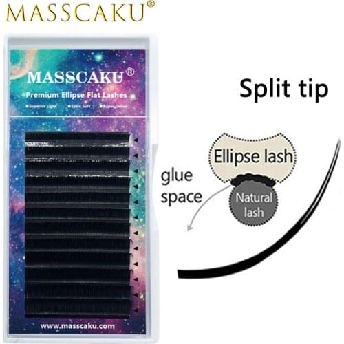 2021 super popular dark black ellipse eyelashes extension very soft false matte eyelashes split tips mink cashmere lashes