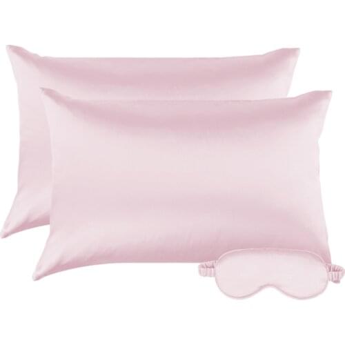 3pcs/set Natural Silk Pillow Case Zipper Design Breathable Soft Silk Satin Pillow Cover With Eyeshade Sleeping Blinder