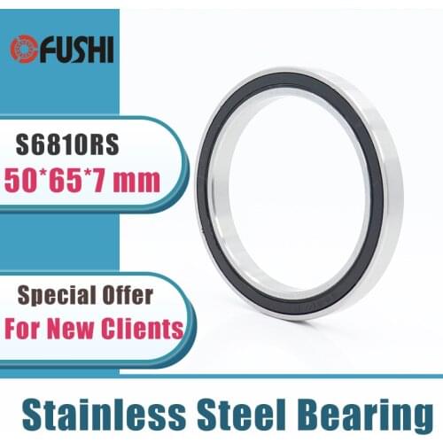 5PCS S6810RS Bearing 50*65*7 mm ABEC-3 440C Stainless Steel S 6810RS Ball Bearings 6810 Stainless Steel Ball Bearing