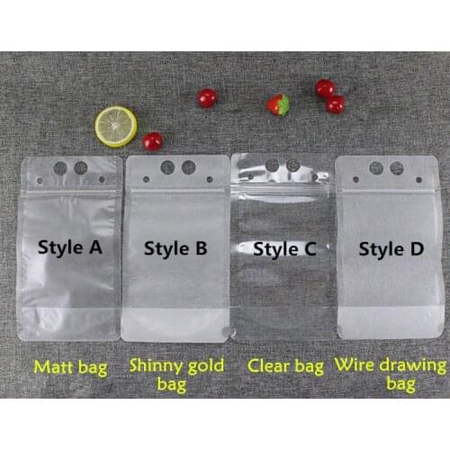 50pcs 450-450ml Plastic Drinking Packaging Pouch Beverage Juice Milk Coffee Bag Party Wedding Christmas Beverage Bag