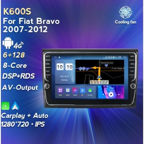 8 Core 6G+128G Car DVD Player Android 11 4G LTE WIFI BT GPS For Fiat Bravo 2007 2008 - 2012 Car Multimedia Radio Supoort Carplay