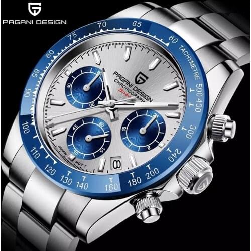 PAGANI DESIGN Mens Top Brand Watch Stainless Steel Chronograph Business Quartz Sports Waterproof Watch Relogio Masculino